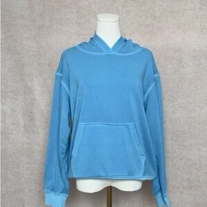 ZENANA NWT 🐈 Top Hoodie Sky Blue Terry Size Small - Large